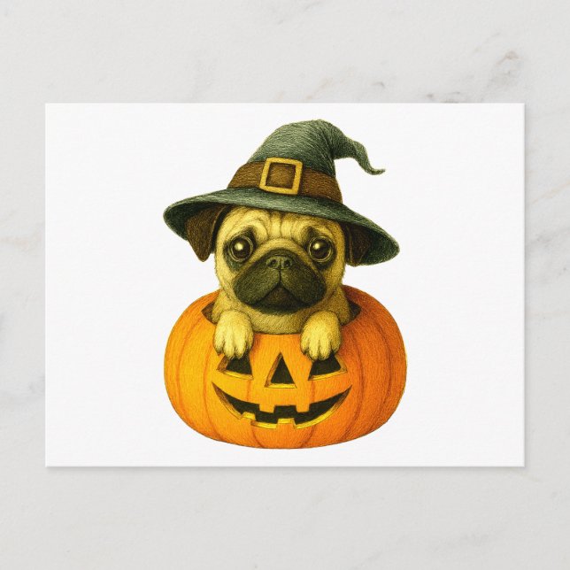 Pug in Pumpkin Helg Vykort (Framsida)