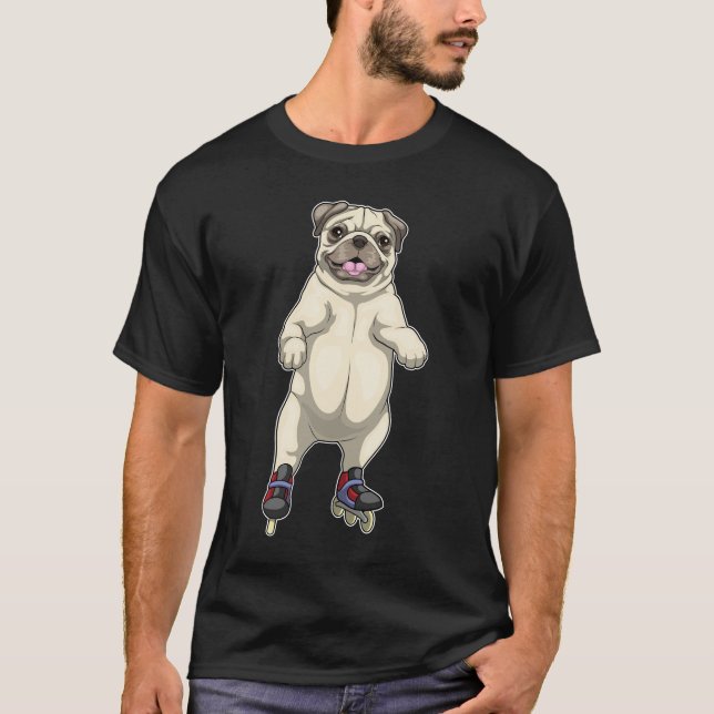 Pug Inline-skridskor för rullskridskor T Shirt (Framsida)