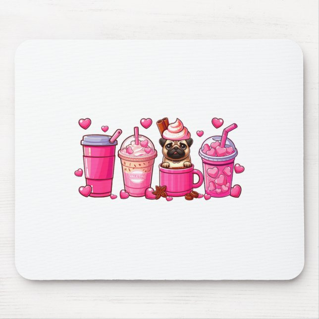 Pug Inside Cup Coffees Lover Valentines Day Heart  Musmatta (Framsidan)