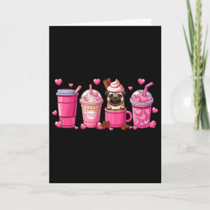 Pug Inuti Kopp Kaffe Älskare Alla Hjärtans Dag Hjä Kort