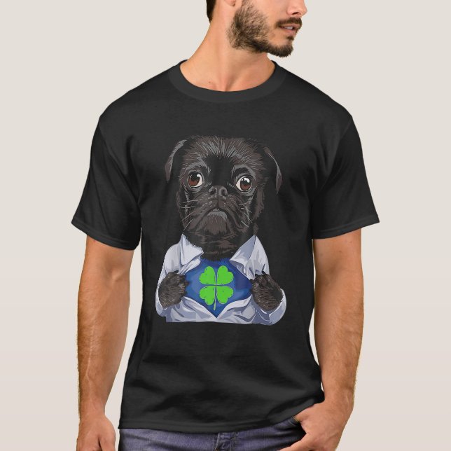 Pug Irish Klöver St Patrick Day Hund älskare Gift T Shirt (Framsida)