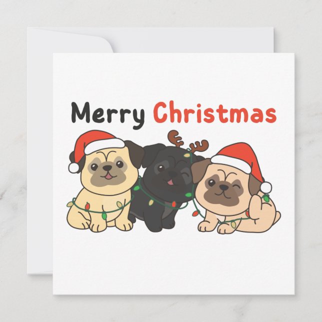 Pug jul Animals Cute Hundar God jul in Inbjudningar (Framsida)