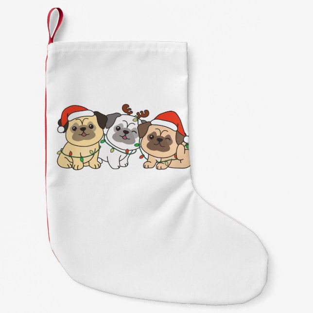 Pug jul Animals Cute Hundar Helgdag Liten Julstrumpa (Framsidan)