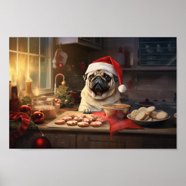 Pug jul Cookies Festive Helgdag Poster (Framsidan)