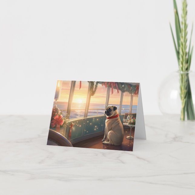 Pug jul Cruise: Pawsome Helgdag Delight Kort (Framsida)