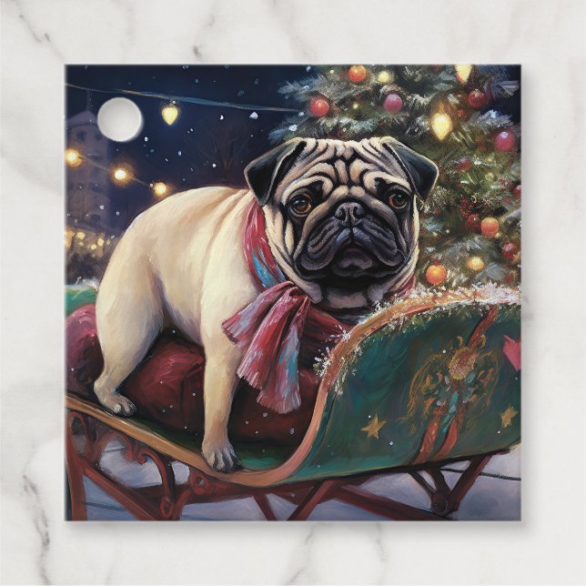 Pug Jul Festive Season Gåvor Etiketter (Framsida)