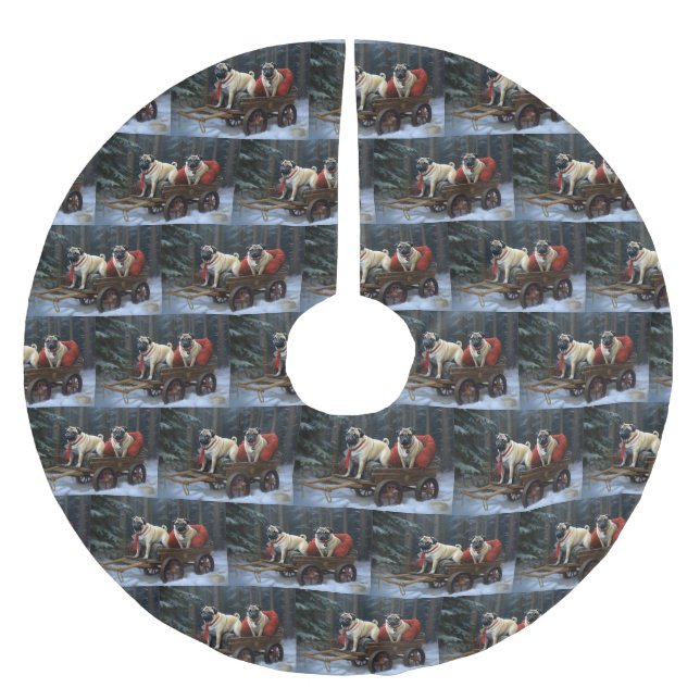 Pug Jul Festive Season Julgransmatta Borstad Polyester (Framsidan)