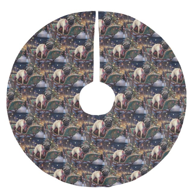 Pug Jul Festive Season Julgransmatta Borstad Polyester (Framsidan)