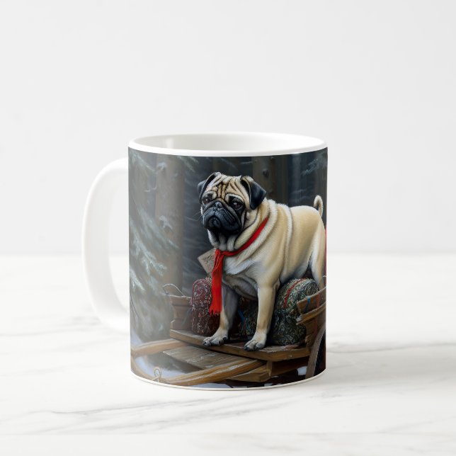 Pug Jul Festive Season Kaffemugg (Framsida vänster)