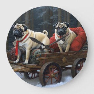 Pug Jul Festive Season Stor Klocka