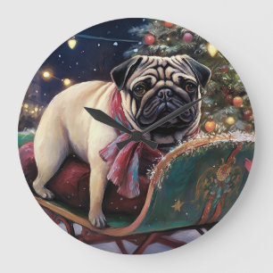 Pug Jul Festive Season Stor Klocka