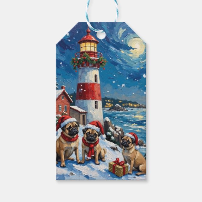 Pug jul fyr semester presentetikett (Framsidan)