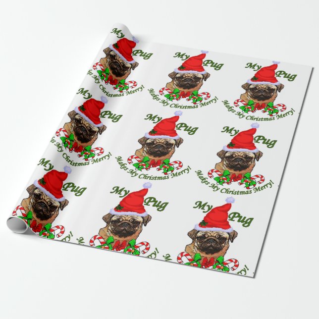 Pug jul Merry Presentpapper (Utrullad)