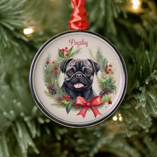 Pug jul Pet Memorial Hund aveln Julgransprydnad Metall (Träd)