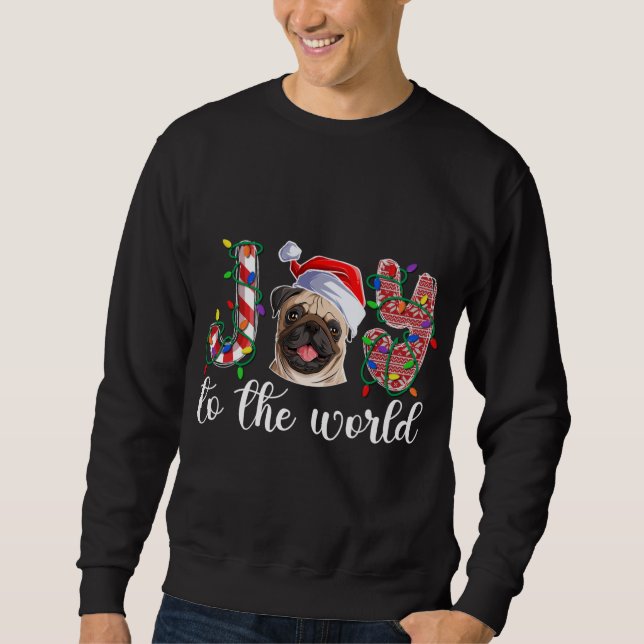 Pug jul Pug Julafton Party Pug Älskare Lång Ärmad Tröja (Framsida)