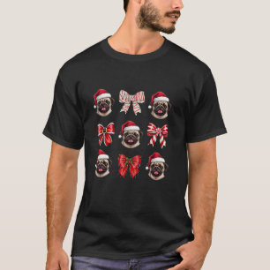 Pug jul Santa Hat Coquette Bows Hund älskare T Shirt