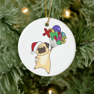 Pug jul Snö Winter Animals Hundar Vuxen Trasa Julgransprydnad Keramik