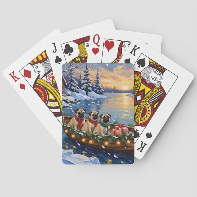 Pug julbåt högtid casinokort (Baksidan)