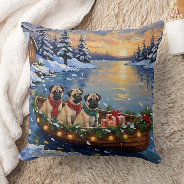 Pug julbåt semester kudde (Filt)