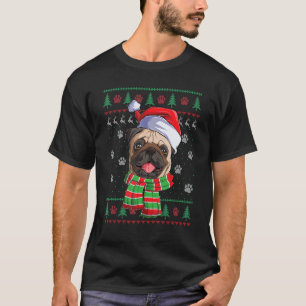 Pug julbelysning Santa hatt Hund ful överdel T Shirt