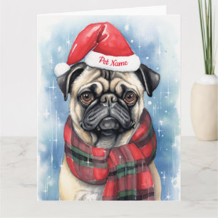 Pug Julens Personlig Santa Tassar Festive Kort