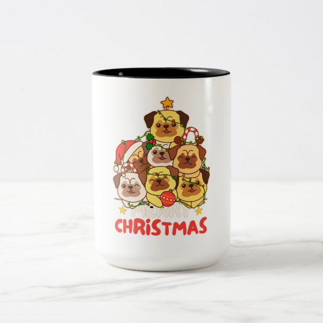 Pug Julgran God jul Två-Tonad Mugg (Center)