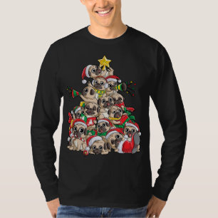 Pug Julgran Hund Santa Julafton Merry Dogmas T Shirt