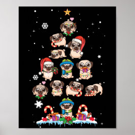 Pug Julgran Hund Santa Merry Pugmas Julafton Poster