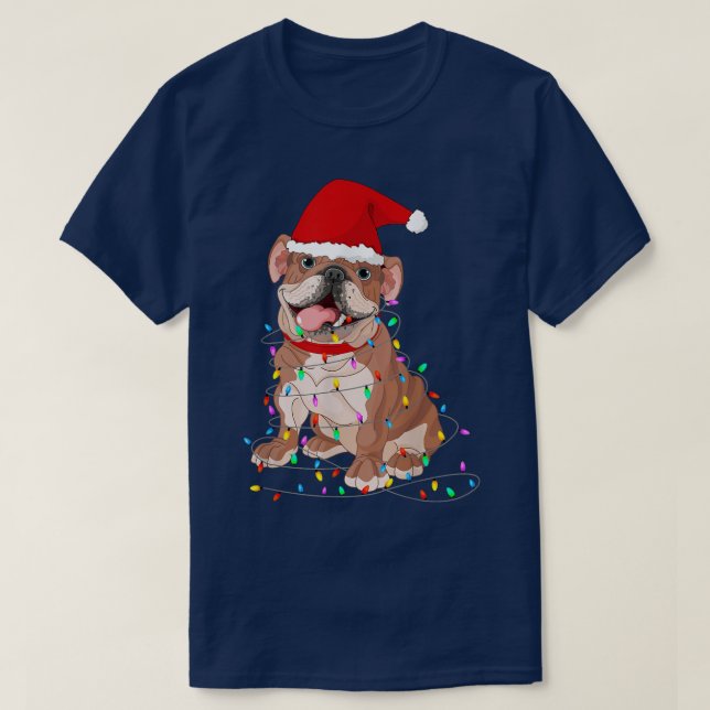 Pug Julgran Ljus Santa Hund Julafton Boys Pugm T Shirt (Design framsida)