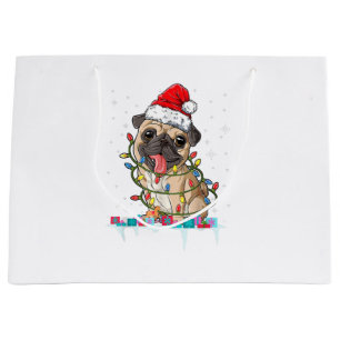 Pug Julgran Ljus Santa Hund Julafton Gifts Boy