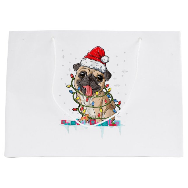 Pug Julgran Ljus Santa Hund Julafton Gifts Boy (Framsidan)