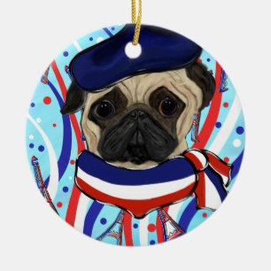 Pug Julgransprydnad Keramik