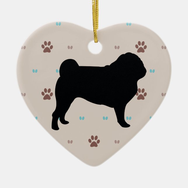 Pug Julgransprydnad Keramik (Framsidan)