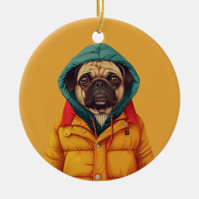 Pug Julgransprydnad Keramik (Framsidan)