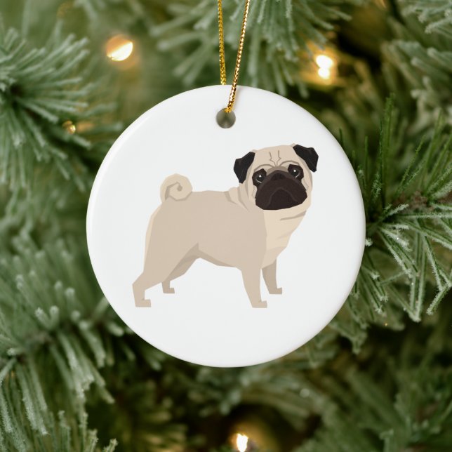 Pug julgransprydnad keramik (Träd)