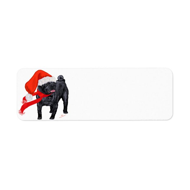 Pug Julhjälpare Returadress Etikett (Framsidan)