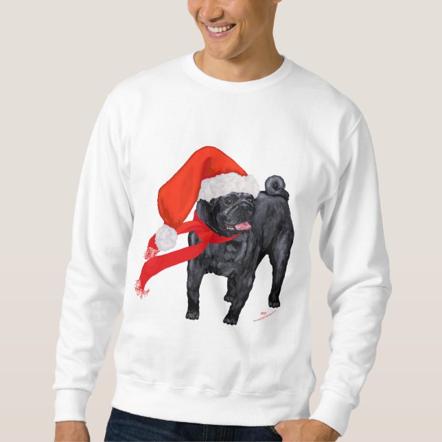 Pug Julhjälparen Lång Ärmad Tröja (Framsida)