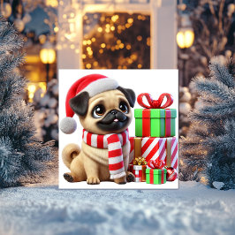 Pug julklappar julkort