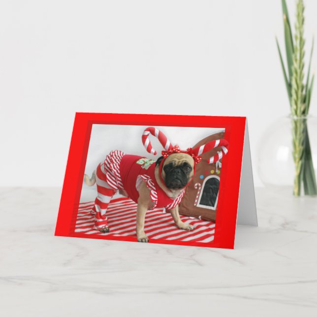 Pug julkort helgkort (Framsida)