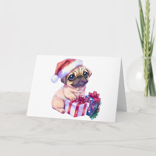Pug julkort tack kort (Framsida)