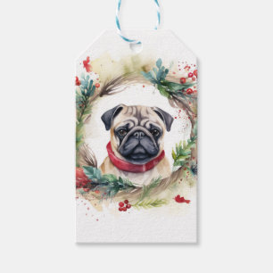Pug julkrans Festiv valp Presentetikett