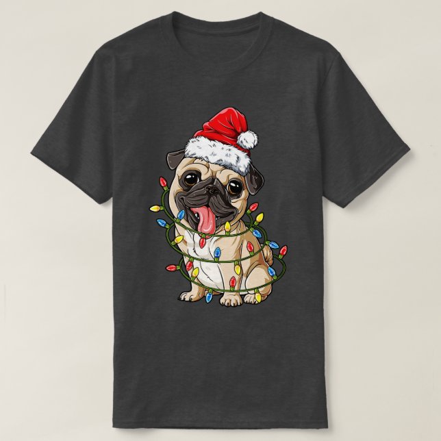 Pug jultomten Hat Julafton Ljus Boys Pugmas Do T Shirt (Design framsida)
