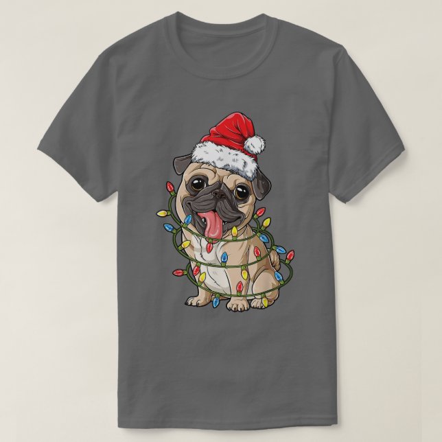 Pug jultomten Hat Julafton Ljus Boys Pugmas Do T Shirt (Design framsida)