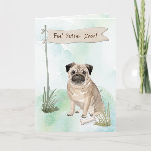 Pug känner sig bättre efter kirurgi med Hund Kort (Framsida)