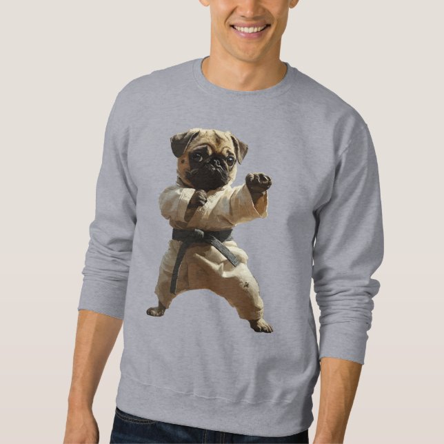 Pug Karate Skola Lång Ärmad Tröja (Framsida)