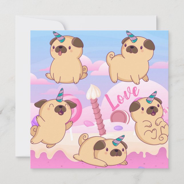 Pug Kärlek Helgdag Card Julkort (Framsida)