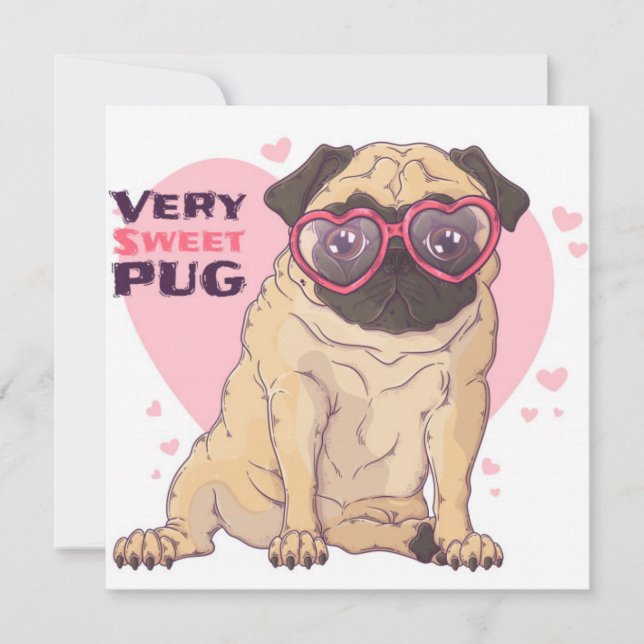Pug Kärlek Helgdag Card Julkort (Framsida)