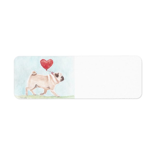Pug Kärlek Hund Art Returetiketter Returadress Etikett (Framsidan)