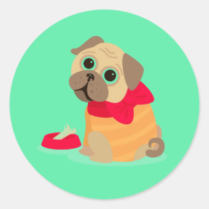 Pug Kärlek-pegga tack Runt Klistermärke
