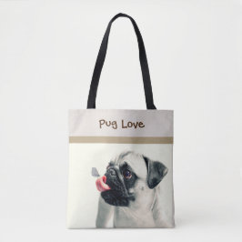 Pug Kärlek - PERSONALIZE - Handbag / Tote Tygkasse